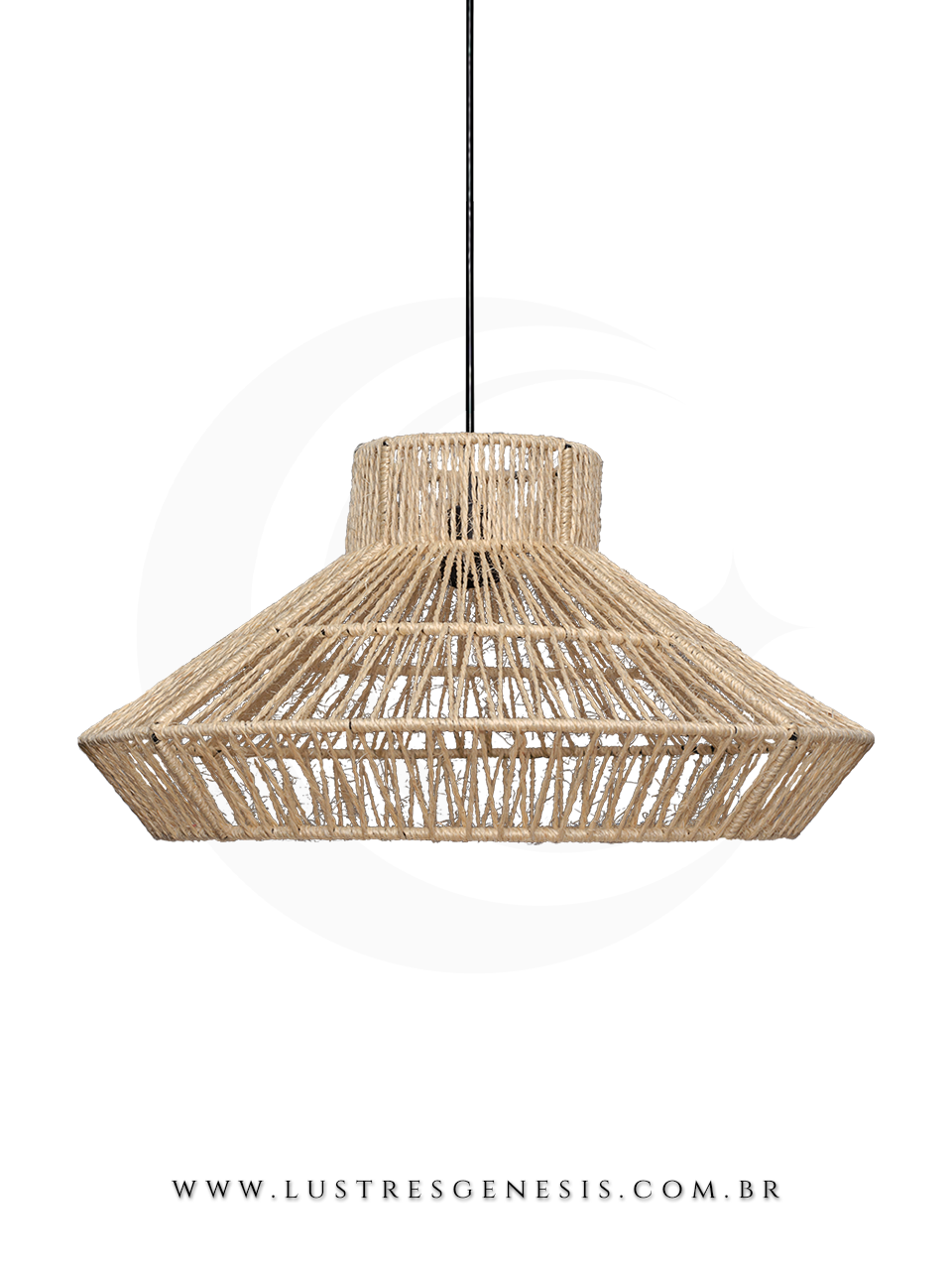 Lumin&aacute;ria Pendente Palha Malibu Bege Natural Modelo R&uacute;stico 30cm para Sala de Jantar Sala de Estar Quarto Living